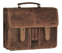Vintage XL Aktentasche Leder 40 cm Laptopfach brown