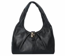 Borsa Schultertasche Leder 36 cm nero