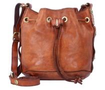 Beuteltasche Leder 16 cm cognac