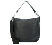 Schultertasche Leder 31, black/nickel