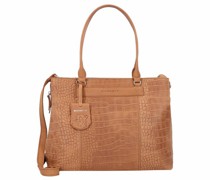 Casual Cayla Schultertasche Leder 34. Laptopfach fresh cognac