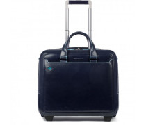 Blue Square 2-Rollen Businesstrolley Leder 37 cm Laptopfach night blue