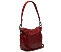Washed Panama Schultertasche Leder red