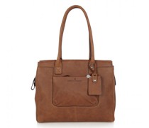 Carisma Schultertasche RFID Leder 38 cm Laptopfach cognac