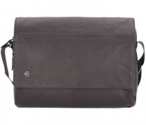 Black Square Messenger Leder 37 cm Laptopfach testa di moro