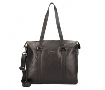 Schultertasche Leder Laptopfach black