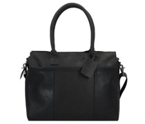 Vintage Doris Schultertasche Leder 39 cm Laptopfach black