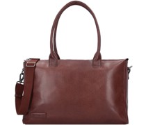 Schultertasche Leder 44 cm Laptopfach dunkel