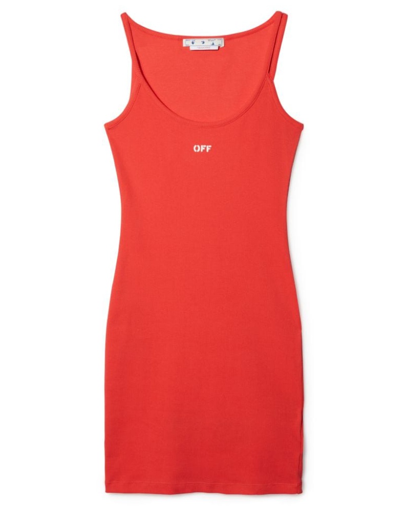 OFF-WHITE Damen Basic Rippenkleid OFF-WHITE Damen Basic Rippenkleid