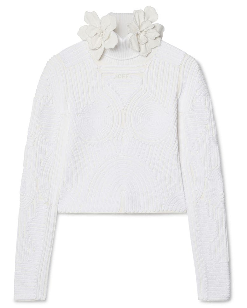 OFF-WHITE Damen Top mit Wirbelmuster und Blumendetails