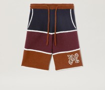 Gestreifte Strickshorts mit Monogramm