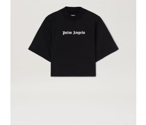 Schwarzes Cropped T-Shirt mit Logo