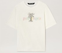 Palm Angels Leinen-T-Shirt mit Kragen