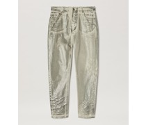 Metallic Jeans mit weißer Waschung und 5 Taschen