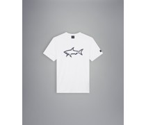 T-Shirt aus Baumwolle mit aufgedrucktem Hai