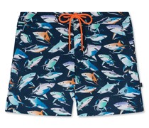 Badehose mit Shark-Print mehrfarbig