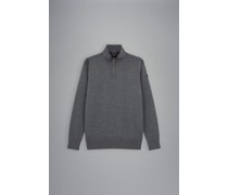 Bretagne Pullover aus Wolle mit Reißverschluss und ikonischem Badge