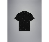 Poloshirt aus Baumwollpikee mit Shark Reflex Druck