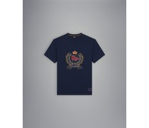 Besticktes Baumwoll-T-Shirt mit Wappen