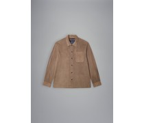 Perforierte Wildleder-Hemdjacke aus Aqua Leather