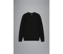 Gerippter Bretagne Pullover mit Rundhalsausschnitt mit ikonischem Badge
