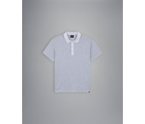 Poloshirt aus Baumwollpiqué mit Leinendetails