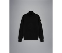 Rollkragenpullover aus Merinowolle mit ikonischem Badge