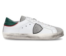 Flache Junior Paris Sneakers aus Leder – Weiß und Grün