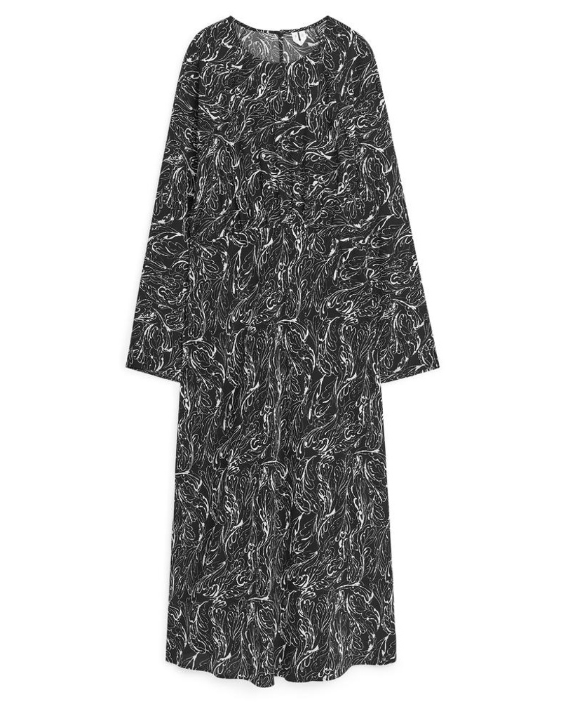 Arket Damen Asymmetrisches Kleid Mit Printmuster