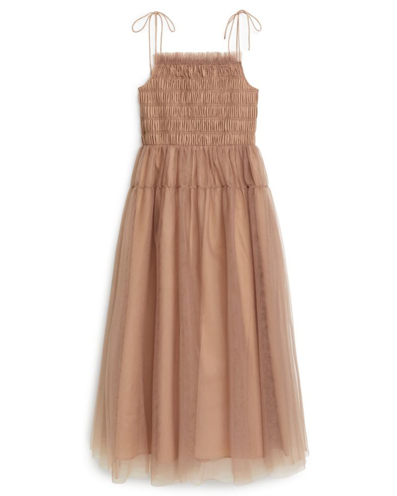 Arket Damen Gesmoktes Tüllkleid