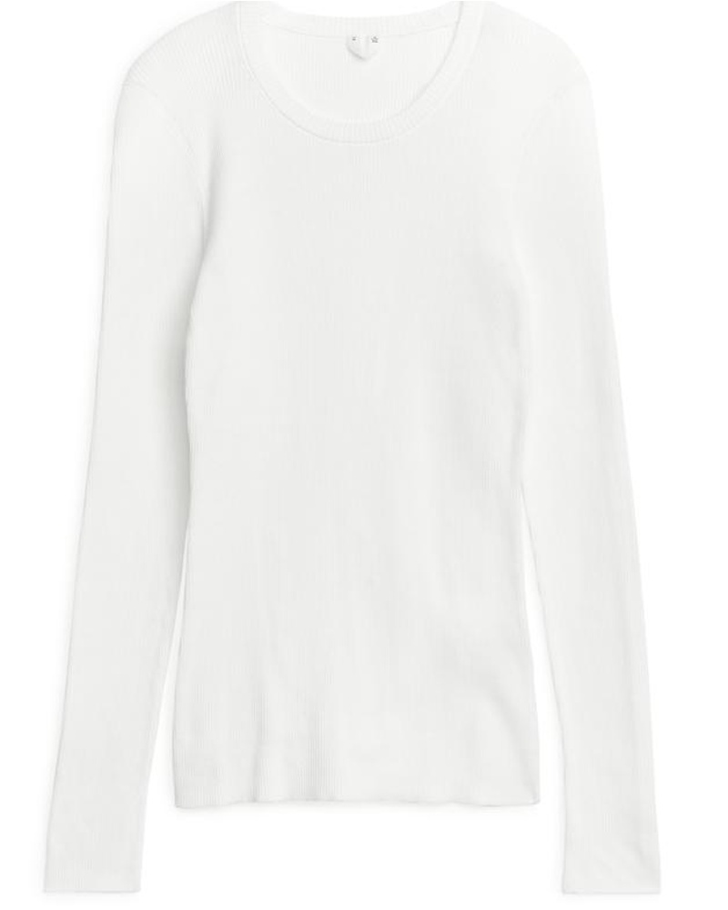 Arket Damen Gerippter Baumwollpullover
