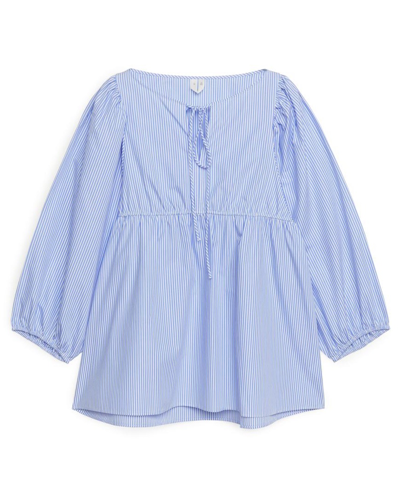 Arket Damen Popeline-Bluse Mit Puffärmeln