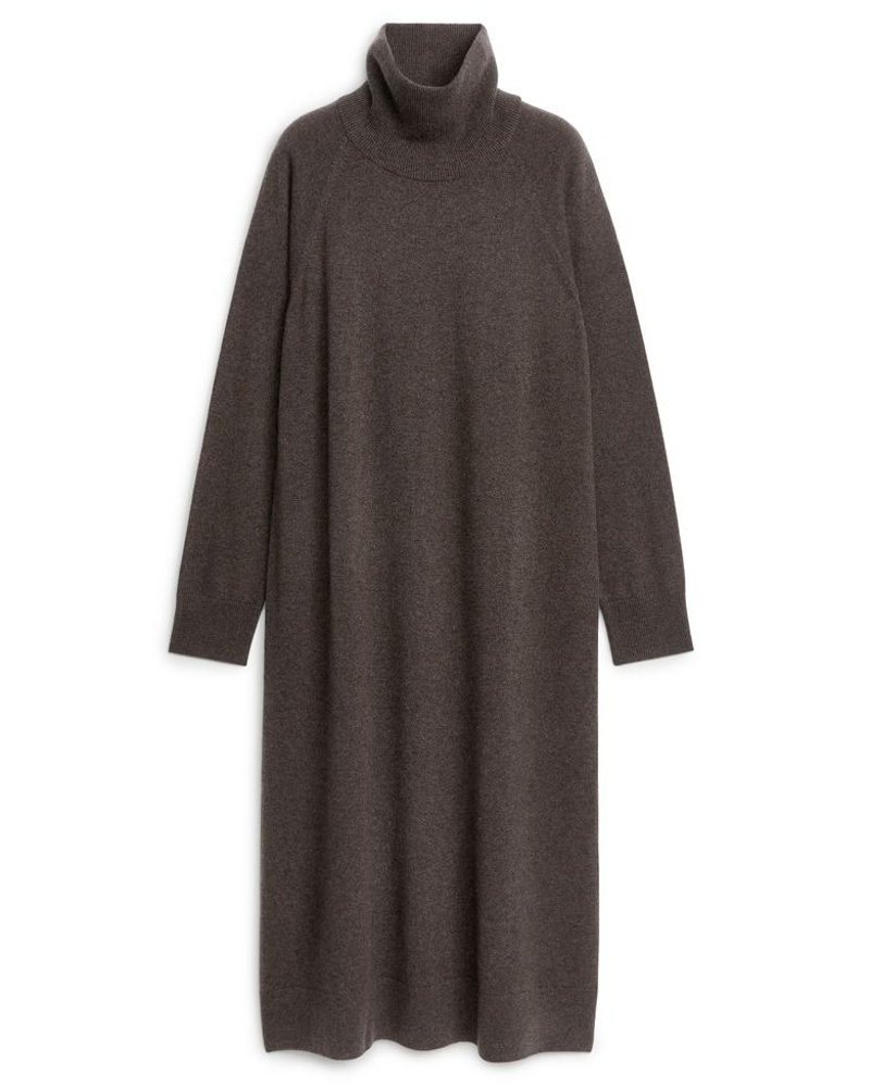 Arket Damen Kaschmir-Kleid Mit Rollkragen