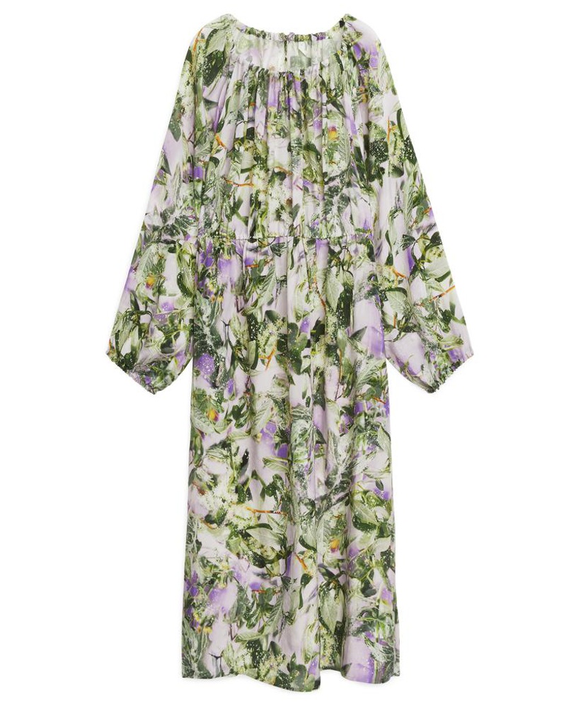 Arket Damen Cupro-Kleid Mit Slowflower-Print