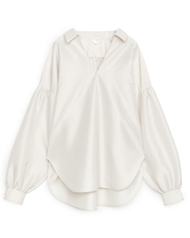 Arket Damen Schlupfbluse Mit Puffärmeln