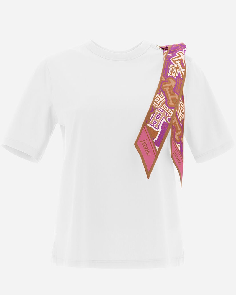 Herno Damen T-SHIRT AUS SUPERFINE COTTON STRETCH MIT BUBBLE SCHAL
