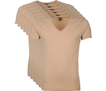 T-Shirts Beige Tiefer V-Ausschnitt Vitaru 6 Stretch Pac