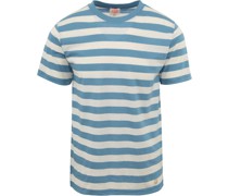 T-Shirt Leinen Streifen Blau