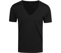 Dry Cotton V-Ausschnitt T-Shirt Schwarz
