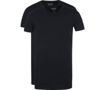 Basic T-Shirt 2er Pack O-Ausschnitt Schwarz