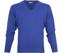 V-Auschnitt Pullover Lammwolle Royal Blue