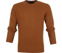 Lammwolle Pullover O-Ausschnitt Kamel