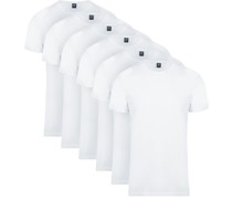 Obambo T-Shirt Rundhalsausschnitt Weiß 6-Pack