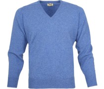 V-Auschnitt Pullover Lamwolle Clyde Blau