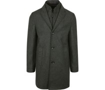 K150 Mantel Wool Blend kariert Dunkelgrün