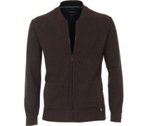 Zip Strickjacke Braun