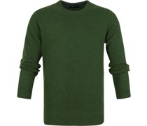 Lammwolle Pullover O-Ausschnitt Grün