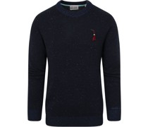 Pullover Mix Wolle Gesprenkelt Dunkelblau