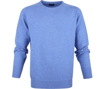 O-Auschnitt Pullover Lammwolle Blau