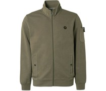 -Strickjacke Twill Dunkelgrün